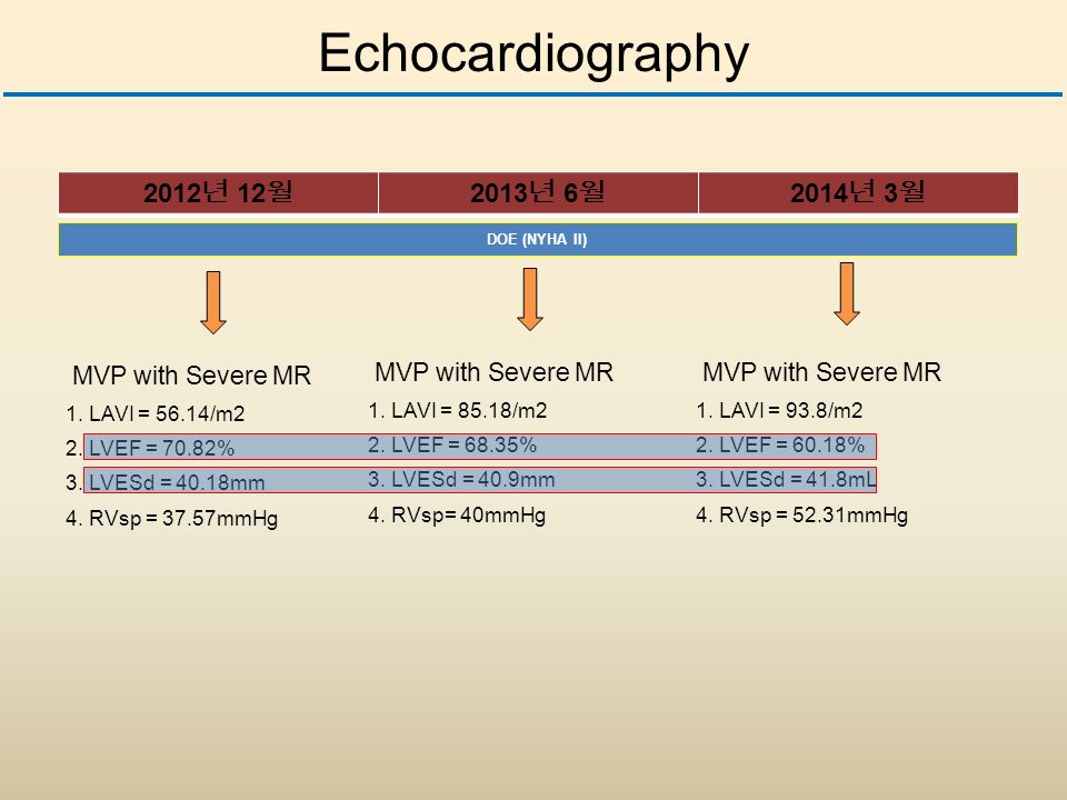Echocardiography 년 12 월 2013 년 6 월 2014 년 3 월 MVP with Severe MR 1.