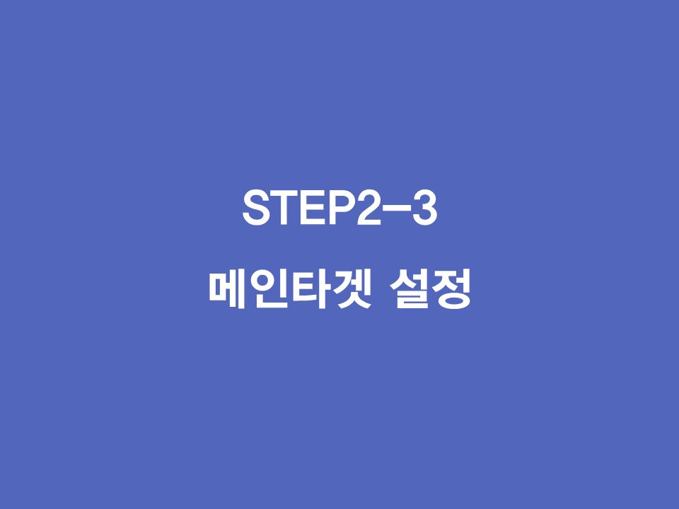 STEP2-3 메인타겟 설정