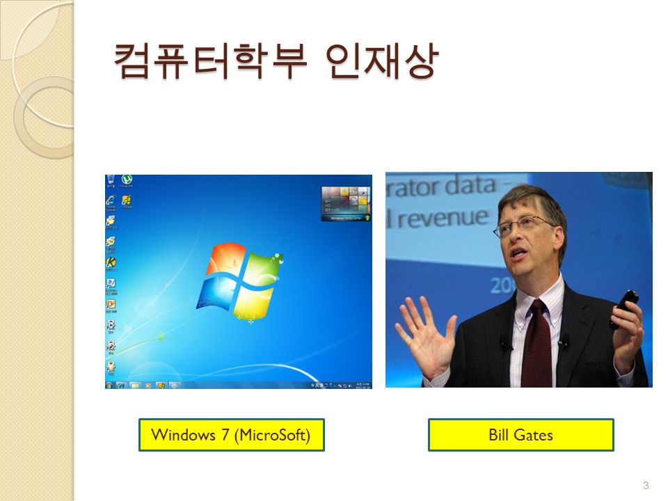 컴퓨터학부 인재상 Windows 7 (MicroSoft)Bill Gates 3