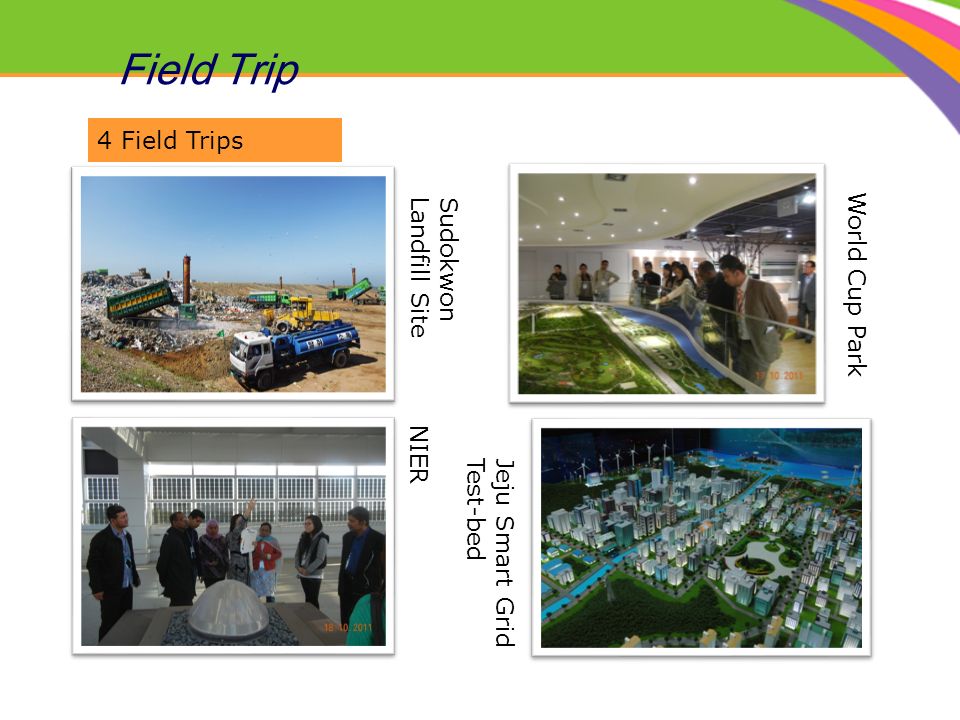4 Field Trips SudokwonLandfill Site World Cup Park Jeju Smart GridTest-bed Field Trip NIER
