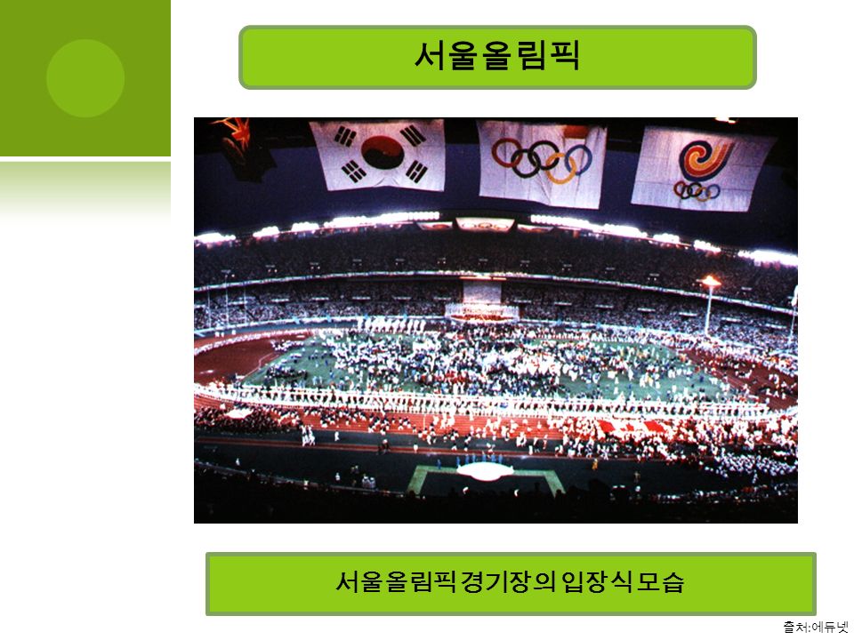 서울올림픽 서울올림픽 경기장의 입장식 모습 출처 : 에듀넷