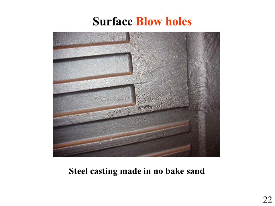 Surface Blow holes Steel casting made in no bake sand 22