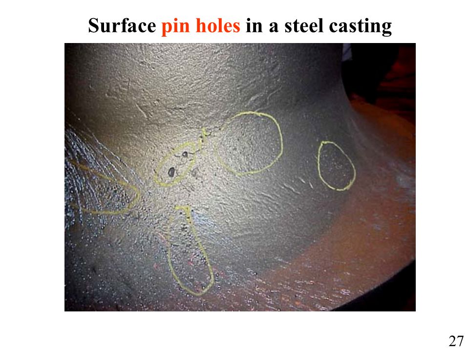 Surface pin holes in a steel casting 27