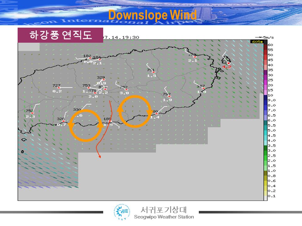 서귀포기상대 Seogwipo Weather Station Downslope Wind 하강풍 연직도