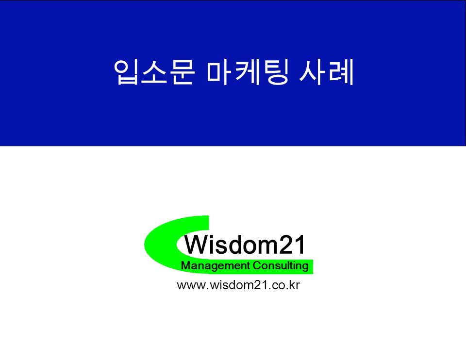Wisdom21 Management Consulting   입소문 마케팅 사례
