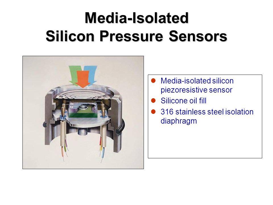 Media-Isolated Silicon Pressure Sensors Media-isolated silicon piezoresistive sensor Silicone oil fill 316 stainless steel isolation diaphragm